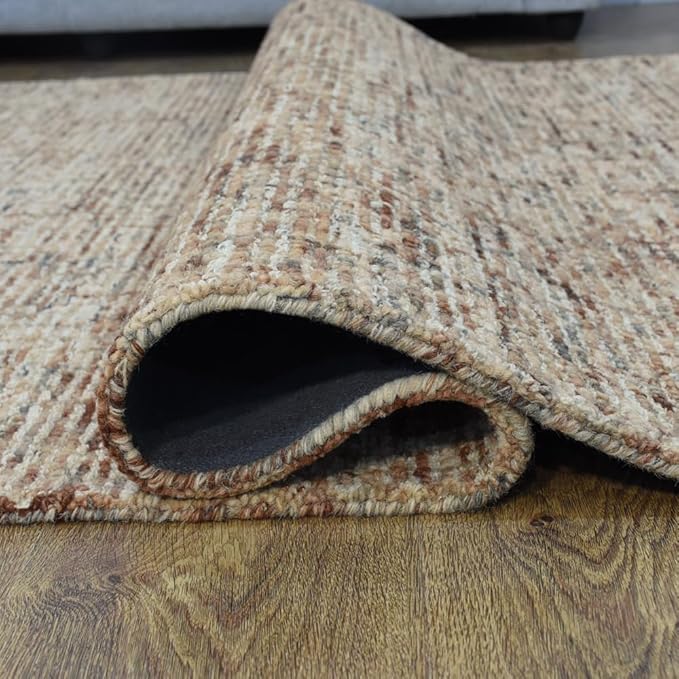 Rugsotic Carpets Hand Tufted Wool ECO-Friendly Area Rugs - 3'x5', Rectangle Shape, Beige & Brown, Solid Plain Design, High Pile Thick Handmade Area Rugs for Living Room, Bed Room (KWC111)