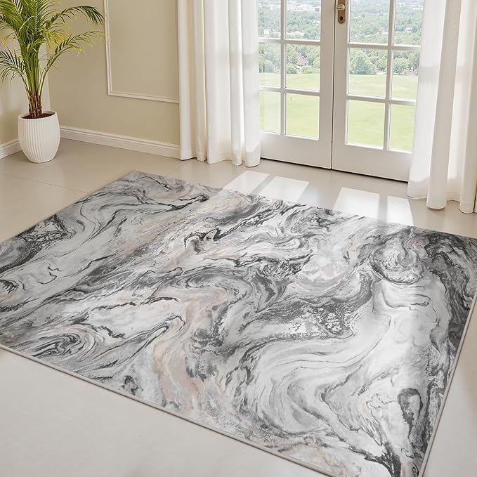 3x5 Washable Area Rugs for Living Room, Modern Abstract Rug Entryway Kitchen Non Slip Throw Rug, Stain Resistant Carpet for Dining Room Playroom Bedroom, Pet & Kids Friendly