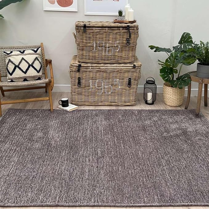 Alfa Rich 5x8 Dark Gray Washable Area Rugs for Living Room Bedroom Kitchen Cotton Decor Solid Rug