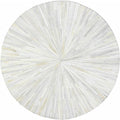 Faux Cowhide Round Area Rug | Non-Slip Leather Floor Carpet for Living Room, Bedroom, and Home Décor | Modern Stylish Accent Rug(White_8x8)