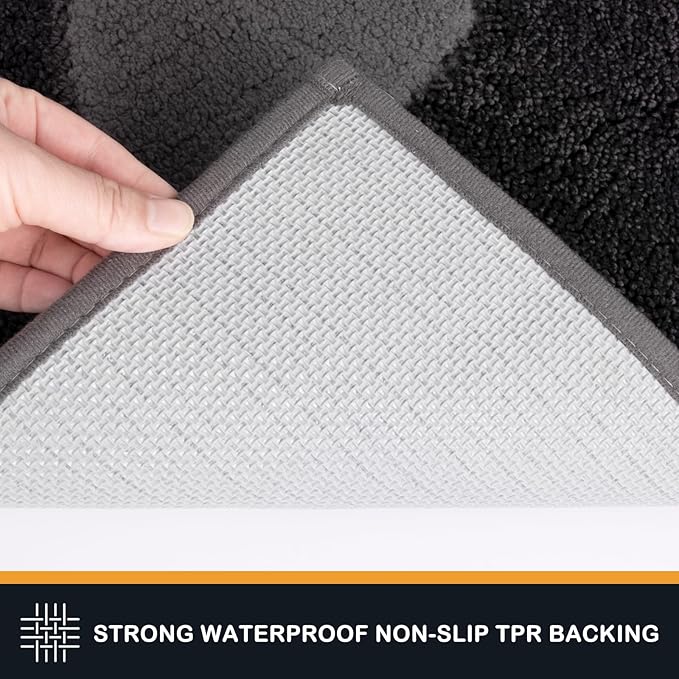 PURRUGS Dirt Trapping Door Mat 32" x 70", Non-Skid/Slip Machine Washable Microfiber Entryway Rug, Dog Doormat, Super Absorbent Welcome Mat for Muddy Wet Shoes and Paws, Charcoal