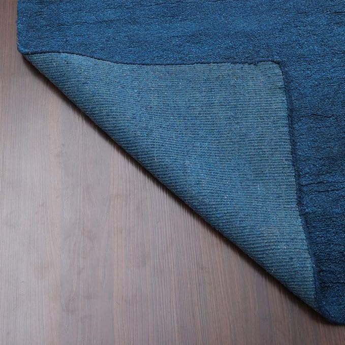 Rugsotic Carpets Hand Knotted Gabbeh Wool 10'x13' Area Rug Solid Blue L00111