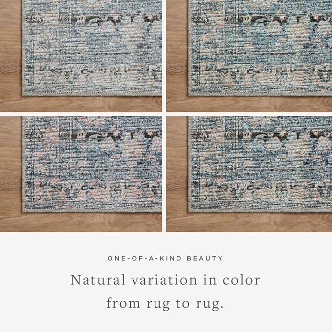 Loloi Amber Lewis Billie Collection BIL-05 Denim/Blush 10'-0" x 14'-0", 0.19" Thick Area Rug