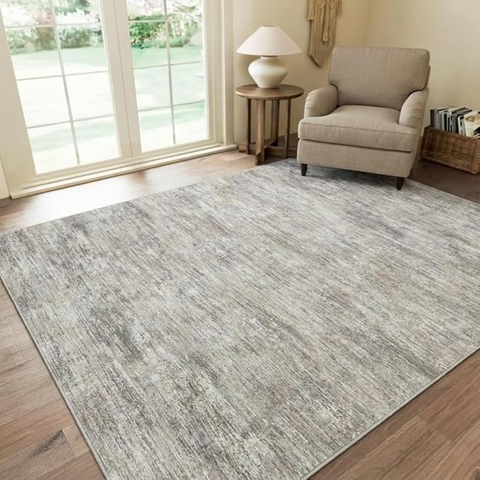 Garvee Solid Color Area Rugs 10x13 Large Living Room Rug with Rubber Backing, Stain Resistant Modern Rug Non Shedding Low Pile Soft Carpet, Foldable Thin Mats for Bedroom, Dining Room, Nursery, Camel