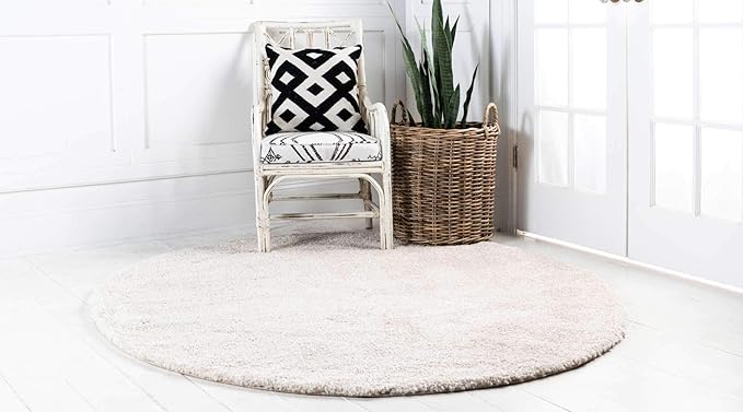 Unique Loom Solo Collection Area Rug - Calabasas (6' 1" Round, Ivory)