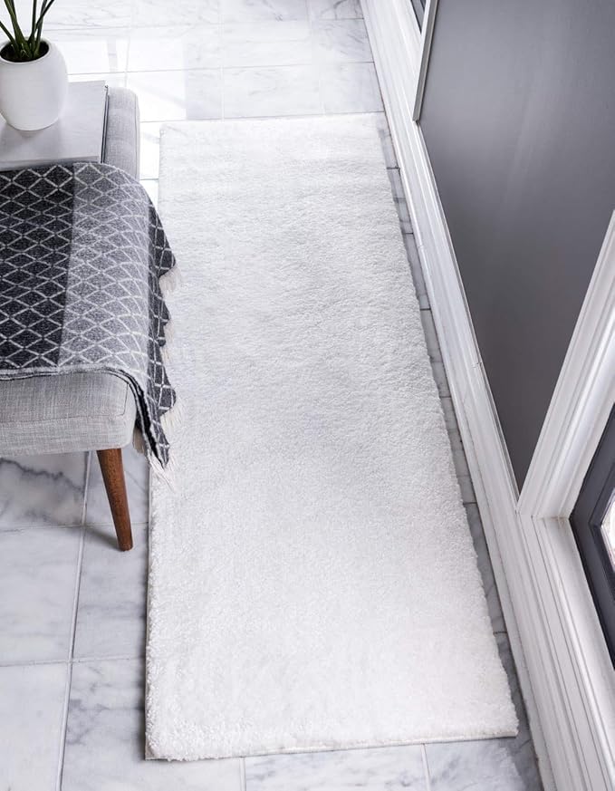 Unique Loom Solo Collection Area Rug - Calabasas (2' 2" x 13' Runner, Snow White)