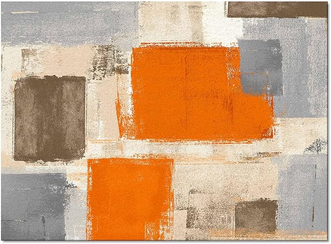 Orange Rectangular Area Rugs for Living Room Bedroom 2.8 x 5 ft Abstract Paint Texture Modern Art Non-Shedding Soft Low Pile Rug Non Slip Washable Rug for Nursery Entryway Playroom
