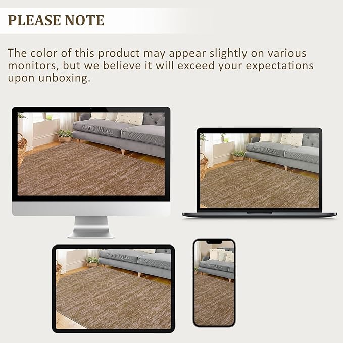 RUGSREAL Modern Area Rug 4x6 Indoor Non-Slip Solid Color Dining Room Throw Rug Washable Bedroom Rug with Rubber Backing Contemporary Large Floor Carpet for Bedroom Living Room Kitchen, 4' x 6' Taupe