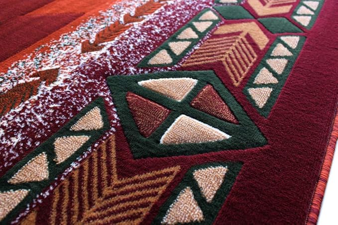 YHSF South West Native American Area Rug C318 - Easy Clean, Thick, Soft, Durable Native Tribal American Indian Inspired Rug for Bedroom/Living Room and More - Rust, 5 Feet x 7 Feet