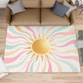 Boho Sun Area Rugs 5x7ft, Minimalist Sunburst Rugs for Living Room, Abstraction Deco Floor Rug Sturdy and Non-Shedding for Bedroom Hardwood Floors Teen Room