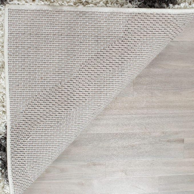 SAFAVIEH Dallas Shag Collection Area Rug - 4' Square, Ivory & Dark Grey, Trellis Design, Non-Shedding & Easy Care, 1.5-inch Thick Ideal for High Traffic Areas in Living Room, Bedroom (SGD257H)