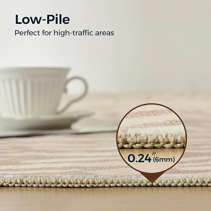 WITSHOCK 7x10 Area Rugs for Living Room: Beige Floral Washable Rugs for Bedroom Dining Room Office Nursery Modern Non-Slip Stain Resistant Low Pile Home Decor（Beige/Brown,7'x10'）