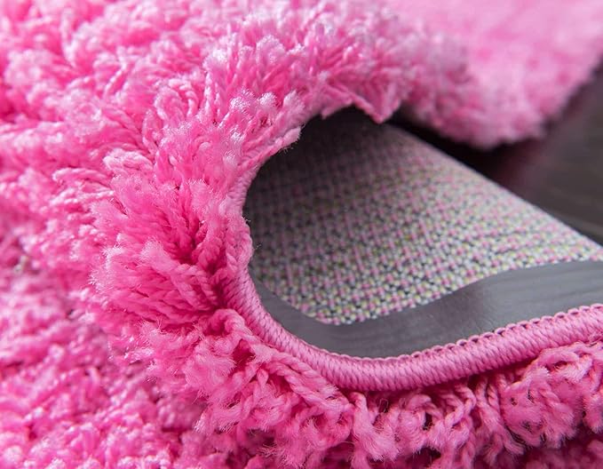 Unique Loom Solid Shag Collection Area Rug (4' 1" x 6' 1" Rectangle, Taffy Pink)