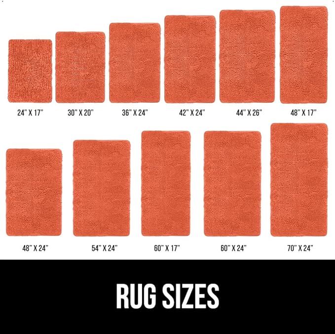 GORILLA GRIP Bath Rug Mat 36x24, Thick Soft Absorbent Chenille, Quick Dry Microfiber Mats, Rubber Backing Washable Shower Floor Rugs, Bathmat Runner, US Designed Bathroom Home Decor Accessories Coral