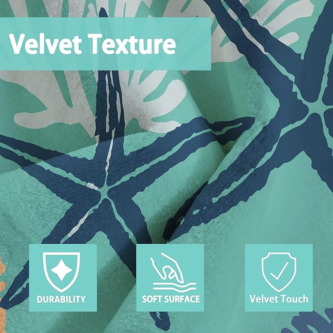 Tritard Coastal Area Rugs Nautical Beach Themed Non-Slip Machine Washable Rugs Modern Floor Carpet for Living Room Bedroom, 8x10, Teal and Turquoise