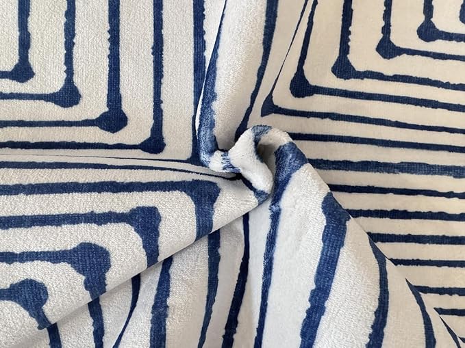 GLN Rugs Contemporary Collection - Machine Washable Area Rug, Contemporary Washable, Non Slip, Low Pile Chenille Rug, Living Room, Bedroom, Kitchen Rug (2' x 3' Blue Ivory)