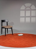 Hand Knotted Loom Wool ECO-Friendly Area Rugs - 6'x6', Round, Light Red Color, Solid Plain Design, High Pile Handmade Anti Skid Area Rugs for Living Room, Bed Room (L00111)