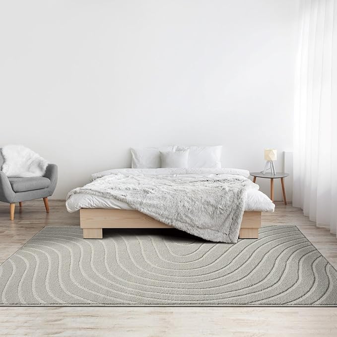 LUXE WEAVERS Modern Geometric Wave Gray 5x7 Area Rug