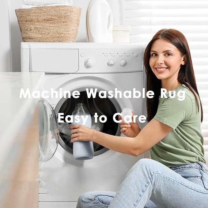 VK VK·LIVING Machine Washable Rug 5'x7' Vintage Design Washable Area Rugs with Non Slip Rugs for Living Room Bedroom Traditional Woven Carpet Stain Resistant Home Decor Office Boho Rug (Navy)
