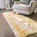 Latepis Runner Rugs for Hallway 2x8 Light Yellow Faux Sheepskin Fur Rug Fluffy Furry Rugs for Bedroom Living Room Rug Rectangle
