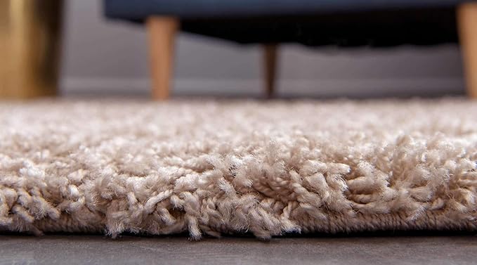 Unique Loom Solid Shag Collection Area Rug (6' 1" x 9' Rectangle, Taupe)