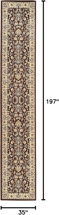 Unique Loom Sialk Hill Collection Area Rug - Washington (3' x 16' 5" Runner Brown/Black)