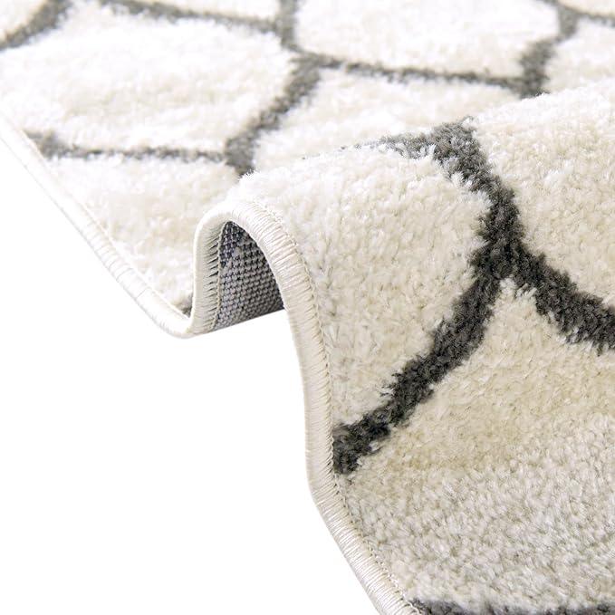 Rugs.com Lattice Frieze Collection Rug – 2' x 13' Runner Ivory Medium Rug Perfect for Living Rooms, Large Dining Rooms, Open Floorplans
