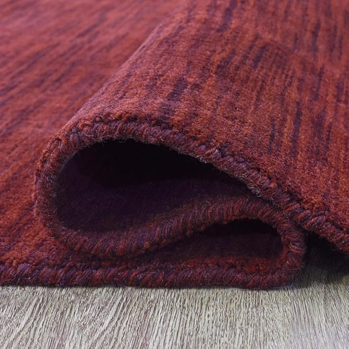 Hand Knotted Loom Wool ECO-Friendly Area Rugs - 10'x10', Octagon, Dark Red Color, Solid Plain Design, High Pile Handmade Anti Skid Area Rugs for Living Room, Bed Room (L00111)