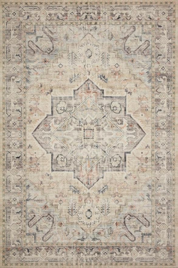Loloi Hathaway Collection HTH-07 Multi/Ivory 9'-0" x 12'-0", .25" Thick Area Rug, Soft, Durable, Printed, Modern, Low Pile, Non-Shedding, Easy Clean, Living Room Rug