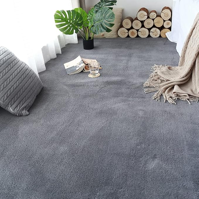 Soft Cashmere Area Rug Luxury Bedside Carpet Bedroom Living Room Mats Solid Color Children's Room Rugs Runner Carpets Indoor Mats Home Décor White Gray Red 5' X 9'