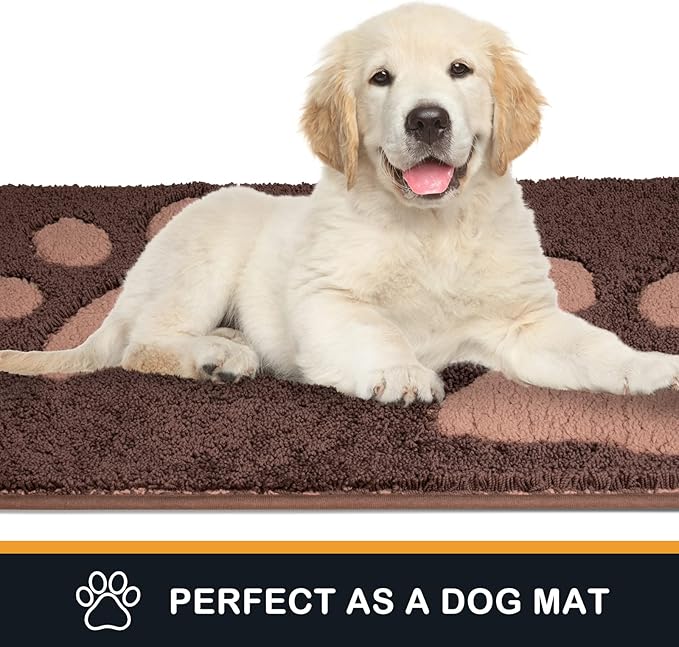 PURRUGS Dirt Trapping Door Mat 24" x 35.5", Non-Skid/Slip Machine Washable Microfiber Entryway Rug, Dog Doormat, Super Absorbent Welcome Mat for Muddy Wet Shoes and Paws, Brown