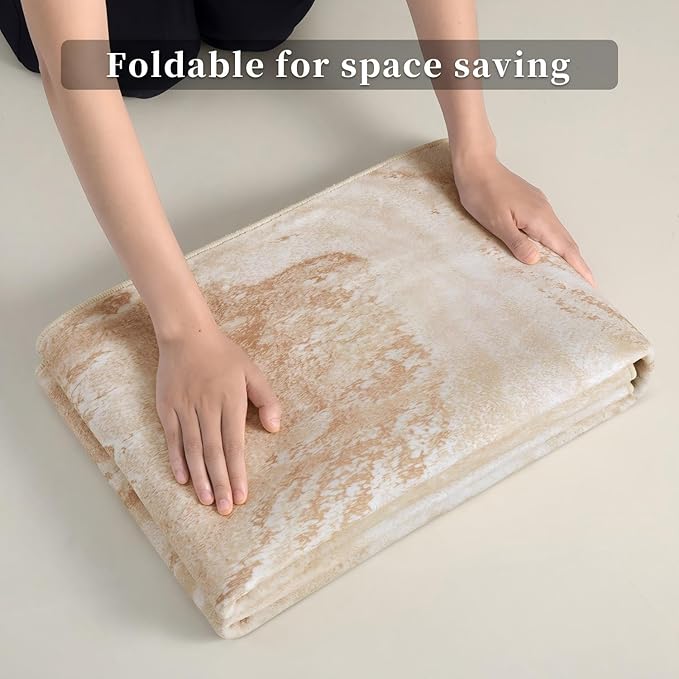 Ciicool Modern Abstract Area Rug 2x3 Washable Small Soft Entryway Rugs, Light Brown Non-Slip Low Pile Throw Entry Rug, Foldable Kitchen Bathroom Rugs Floor Carpet for Entrance Bedroom Indoor Doormat
