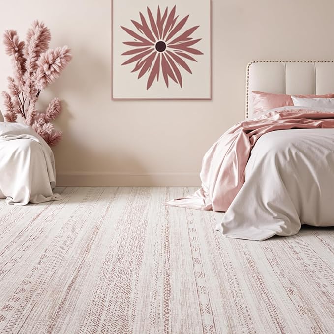 6x9 Pink Area Rugs for Living Room Machine Washable Rug Distressed Girls Nursery Rug Indoor Carpet Neutral Moroccan Boho Ultra Soft Area Rug for Bedroom Dining Room Playroom Office
