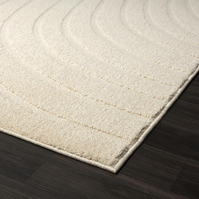 LUXE WEAVERS Modern Geometric Wave Cream 6x9 Area Rug