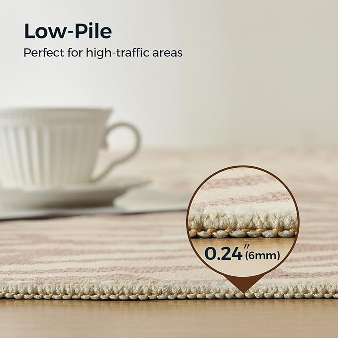WITSHOCK 7x9 Area Rugs for Living Room: Beige Floral Washable Rugs for Bedroom Dining Room Office Nursery Modern Non-Slip Stain Resistant Low Pile Home Decor（Beige/Brown,7'x9'）