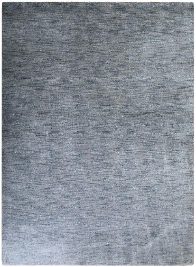 Hand Knotted Loom Wool ECO-Friendly Area Rugs - 4'x6', Rectangle, Light Blue Color, Solid Plain Design, High Pile Handmade Anti Skid Area Rugs for Living Room, Bed Room (L00111)