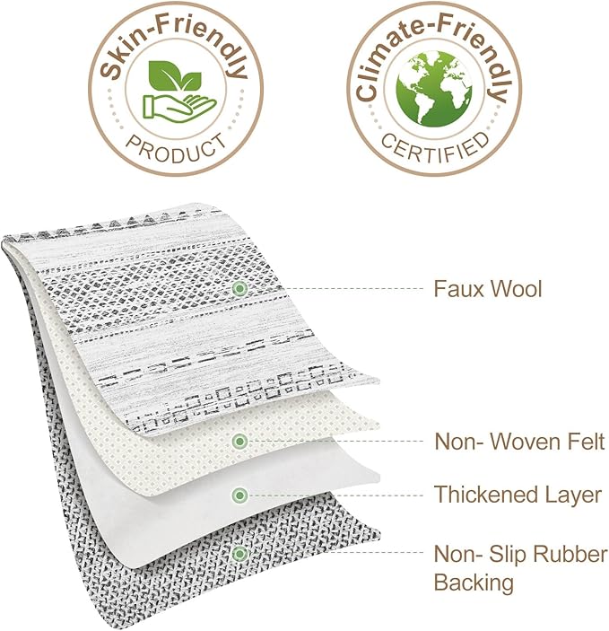 Nakagishi Area Rug Living Room Rugs: 3x5 Soft Machine Washable Boho Neutral Farmhouse Stain Resistant Moroccan Indoor Floor Carpet for Bedroom Nursery Kids Entryway Kitchen Entry Bedside Home- Grey