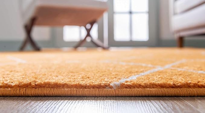 Unique Loom Trellis Frieze Collection Area Rug - Geometric (2' x 3' 1", Orange/ Ivory)