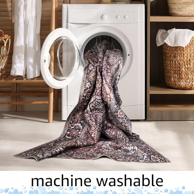 Keen Home Design 3x5 Rug - Machine Washable Entry Rug with Non-Slip Backing, Ideal for Enteryway, Kitchen, Bathroom, Laundry Room - Vintage, Easy Clean, Durable, Low Pile - (3' x 5')