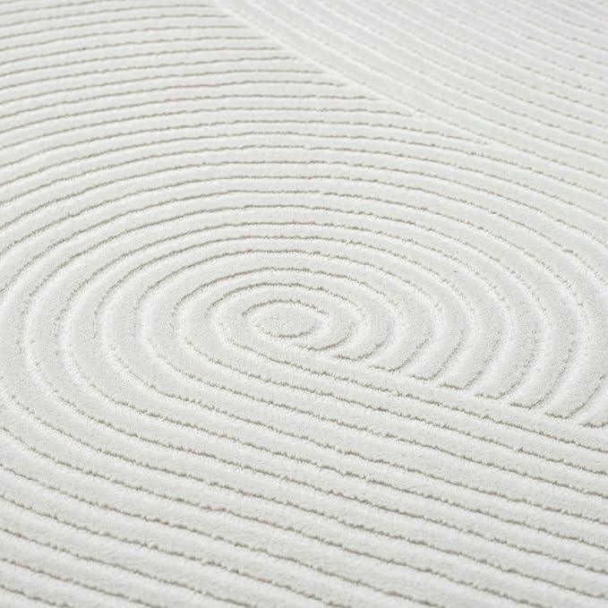 Abani Cream Area Rug 9' x 12' for Living Room, Bedroom - Zen Reiki Circles Pattern - Durable & Easy to Clean