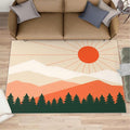 Boho Sun Runner Rugs 2x4ft, Minimalist Mountain Small Entryway Mats, Abstraction Deco Laundry Room Rug Non Slip Durable Throw Rugs for Front Door Bedroom Bedside