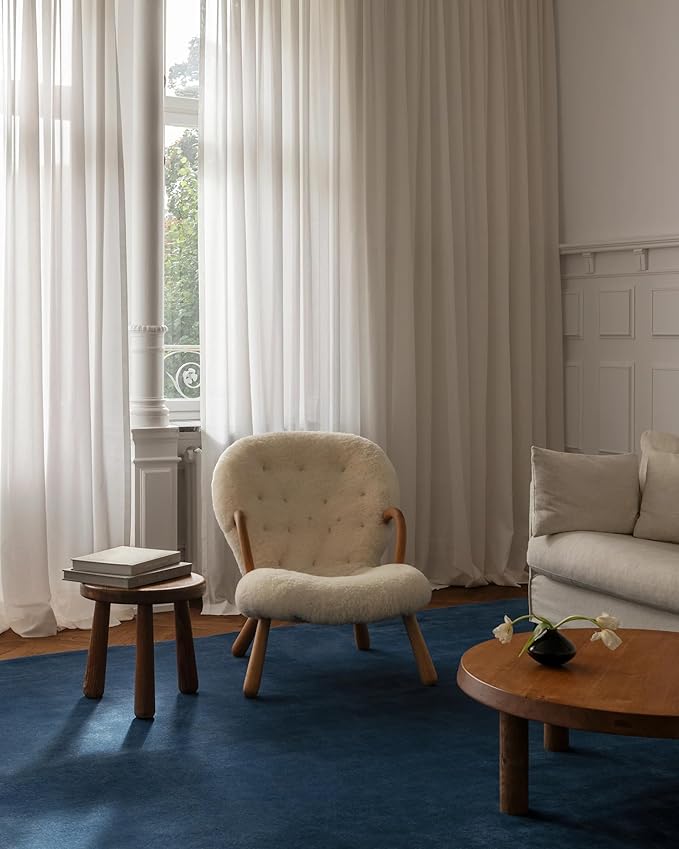 Hand-Tufted Wool Square Area Rug – Soft Premium Wool Carpet for Living Room, Bedroom & Home Décor – 8X8 ft| Deep Blue – Durable, Non-Slip Backing, Handcrafted Rug