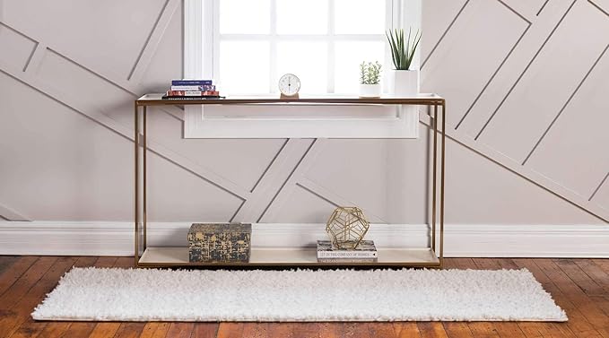 Unique Loom Davos Shag Collection Area Rug - Solid (2' 2" x 6' 7" Runner, White/ Ivory)