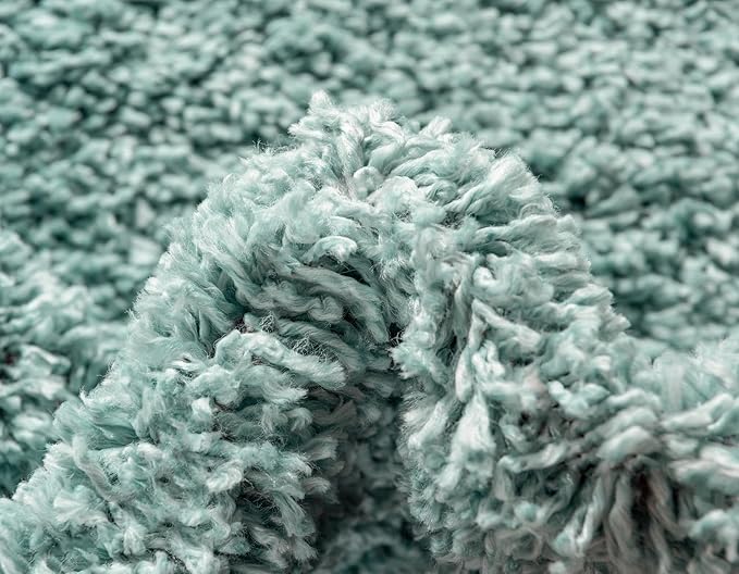 Unique Loom Davos Shag Collection Area Rug - Solid (2' 7" x 16' 5" Runner, Aqua)