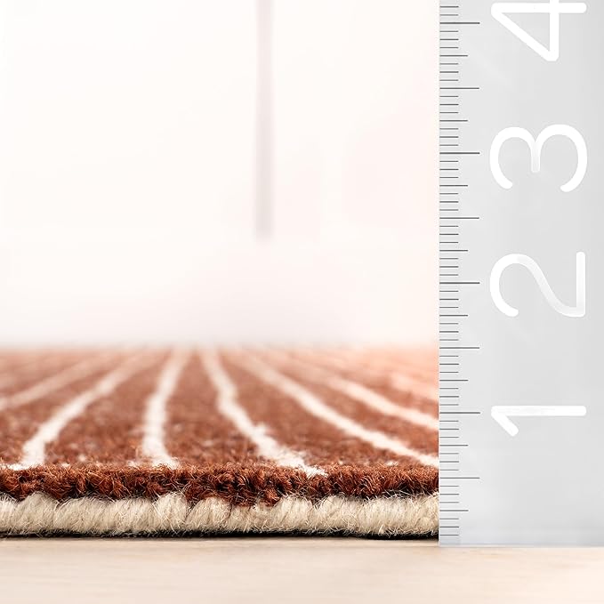Rugs USA Melrose Checked Wool Area Rug - 4x6 Area Rug Contemporary Chestnut/Ivory for Living Room Bedroom Dining Room Kitchen