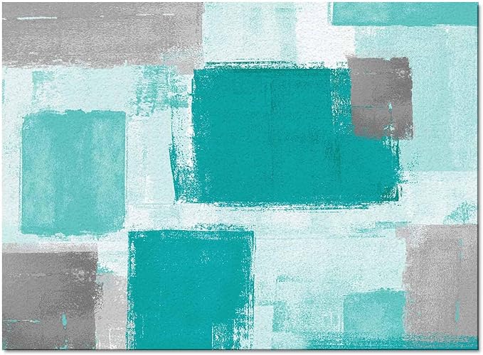 Teal Green Rectangular Area Rugs for Living Room Bedroom 5 x 6.9 ft Abstract Paint Texture Modern Art Non-Shedding Soft Low Pile Rug Non Slip Washable Rug for Nursery Entryway Playroom