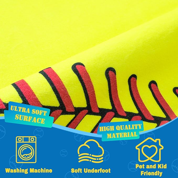 Soft Area Rugs for Bedroom, Softball Gifts for Softballs Lovers, Kids Toddlers Sport Softball Rug, Indoor Floor Boys Room Decor Carpet for Living Room, Dorms, Nursery Room, 5X7 Ft