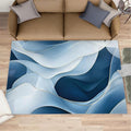 8x10 Abstract Lines Rugs for Living Room - Blue-White-Waves Large Area Rug, Modern Abstract Modern Boy Nursery Rug Soft Washable for Classroom Office Bedroom Kids Room