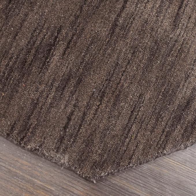 Hand Knotted Loom Wool ECO-Friendly Area Rugs - 10'x10', Octagon, Brown Color, Solid Plain Design, High Pile Handmade Anti Skid Area Rugs for Living Room, Bed Room (L00111)