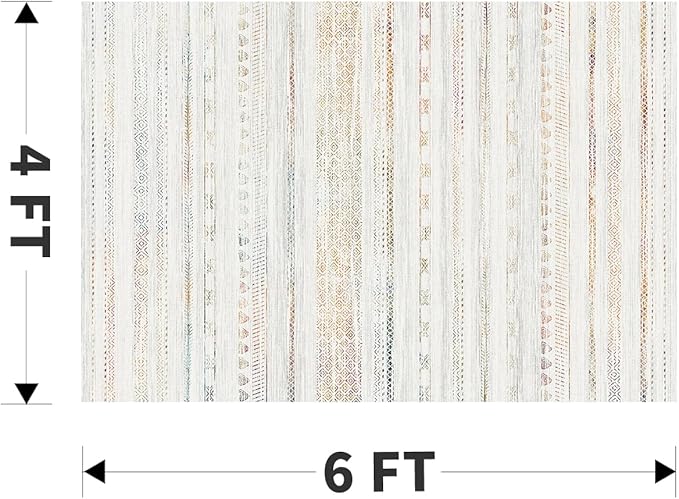 4x6 Area Rugs for Living Room Machine Washable Rug Distressed Indoor Carpet Neutral Moroccan Boho Rug Ultra Soft Area Rug for Bedroom Dining Room Playroom Office, Multi-Color